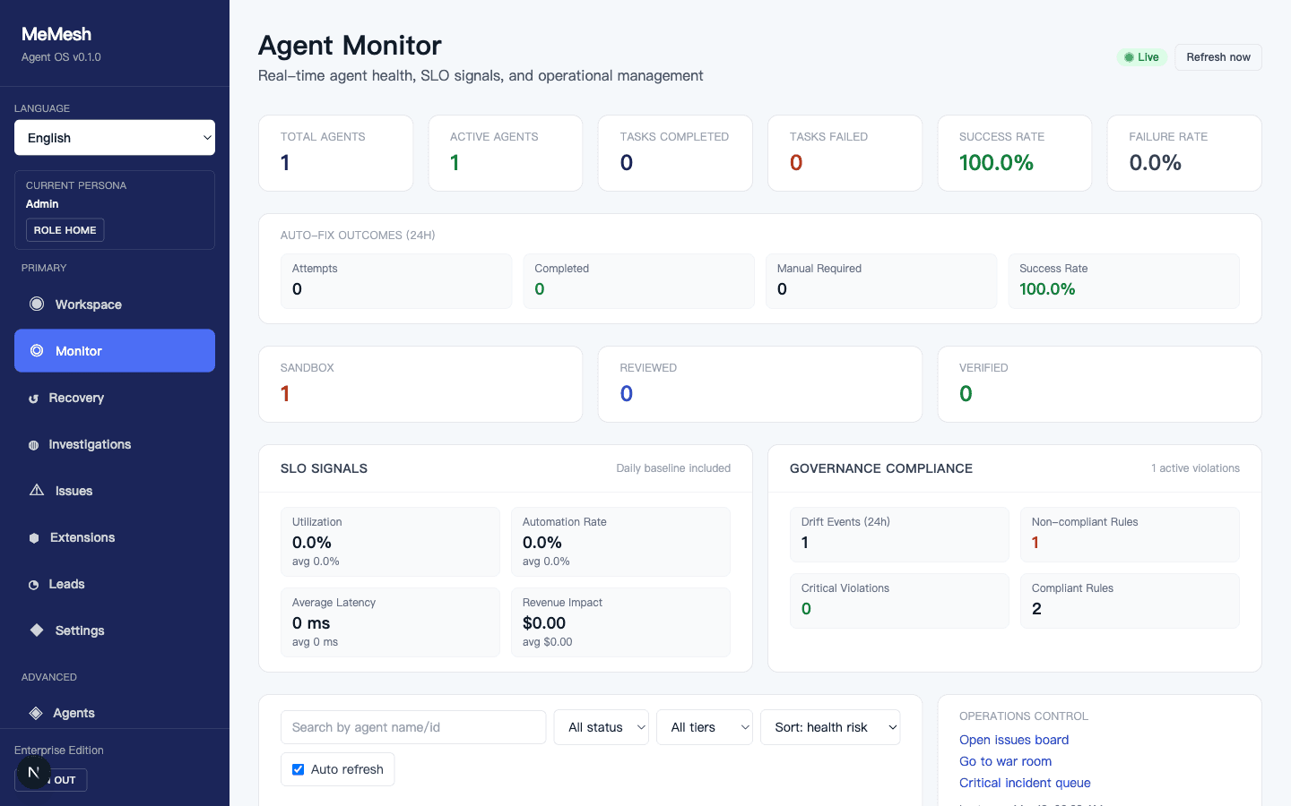 MeMesh Monitor console